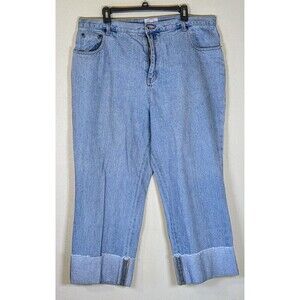 Carolina Blues/Carolina Colours Cuffed Denim Capris Womens Plus 20W